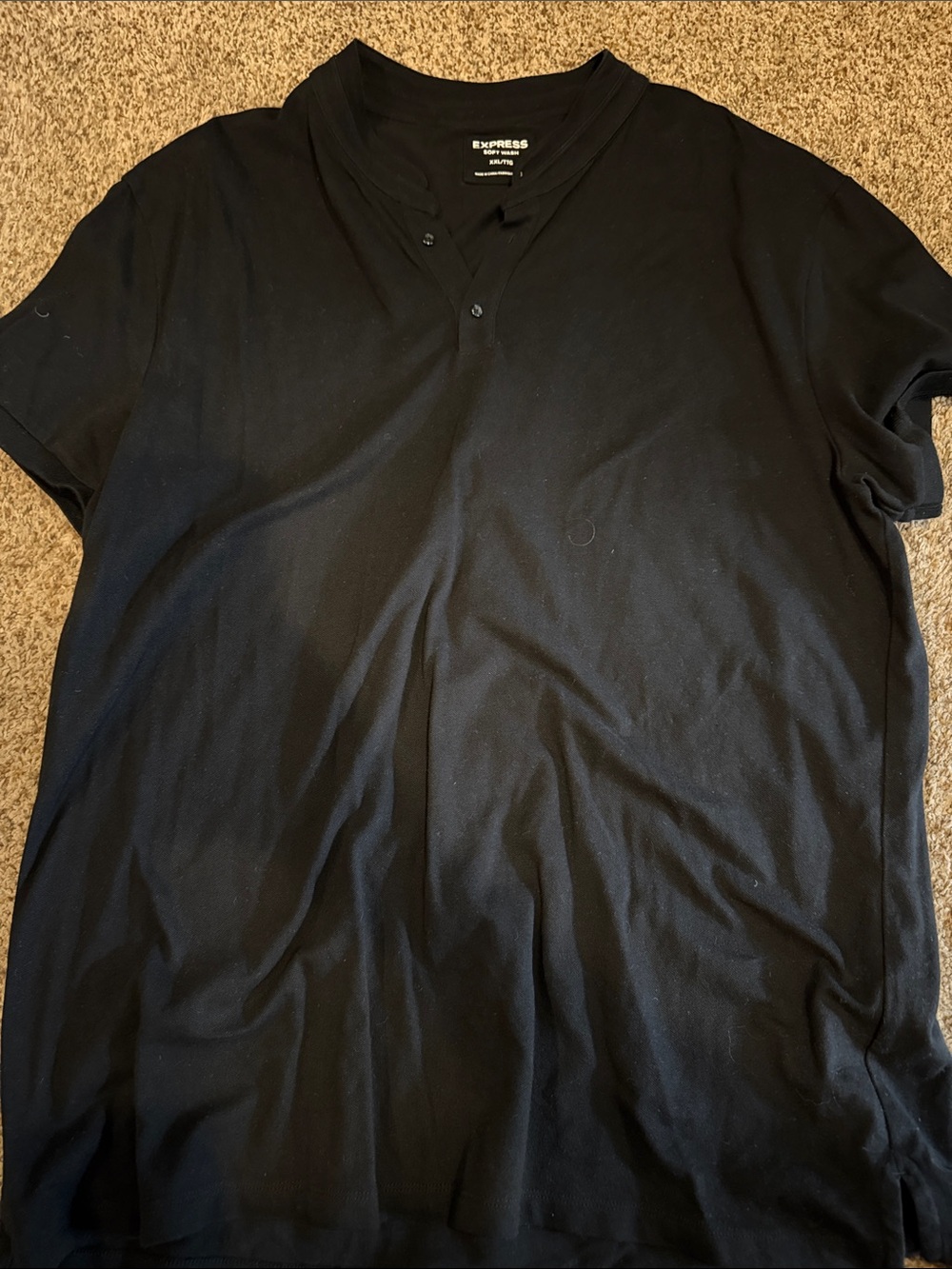 Express Men’s Black Short Sleeve Henley Tee